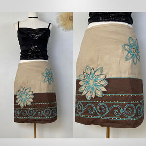 Vintage Cute Options Womens Y2K Embroidered Sequin Skirt Size L Preppy Feminine